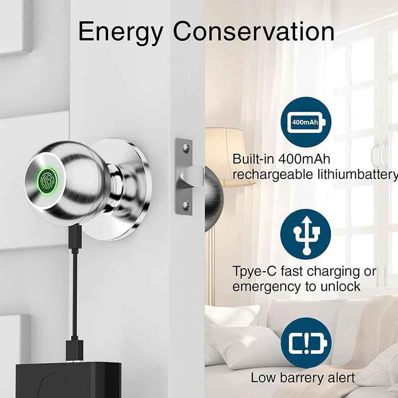 Bluetooth Smart Door Lock by CIEPOJIET – Keyless Fingerprint & Tuya App Unlock