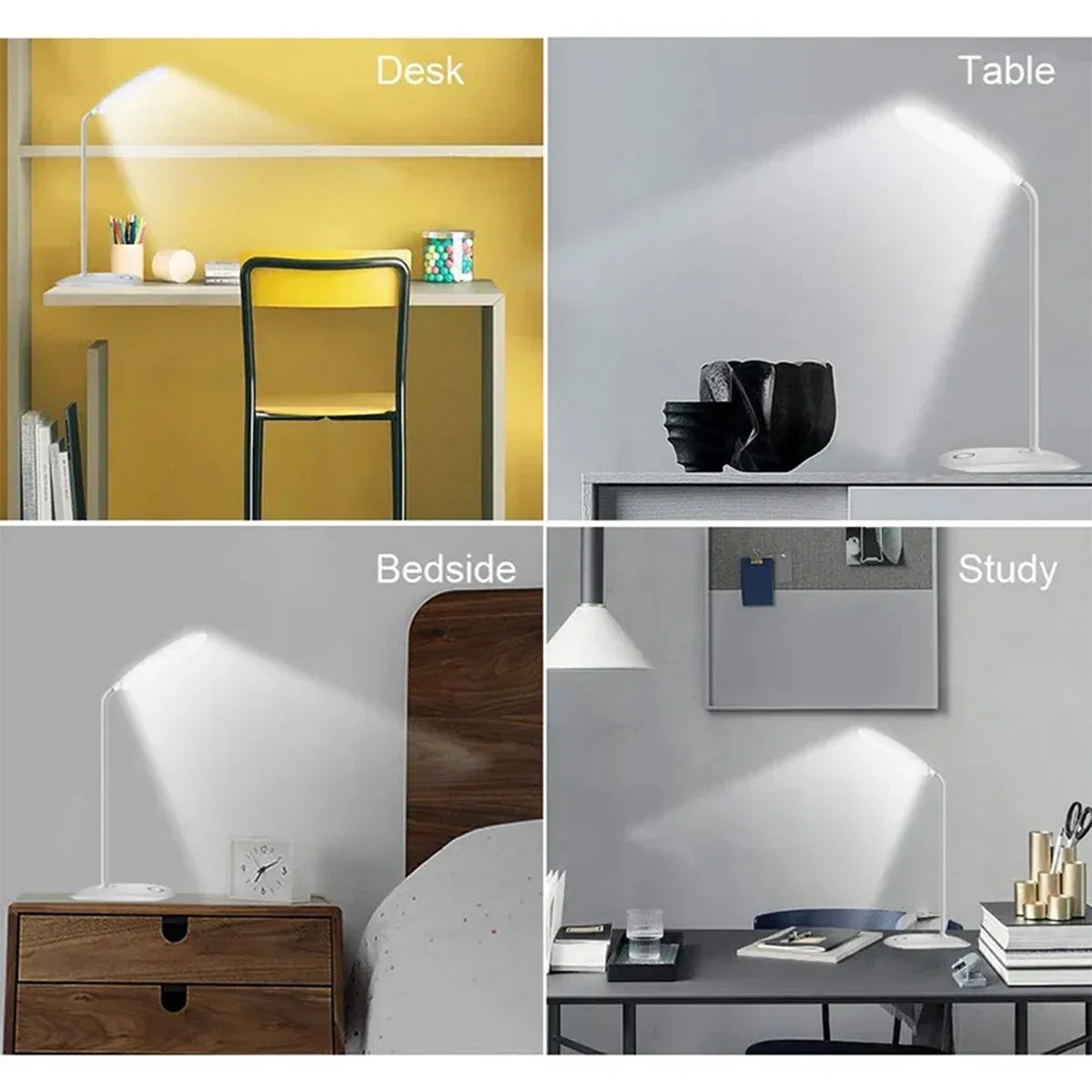 LED Desk Lamp - USB Charging – Portable Touch Control Reading Light with Eye-Caring Features