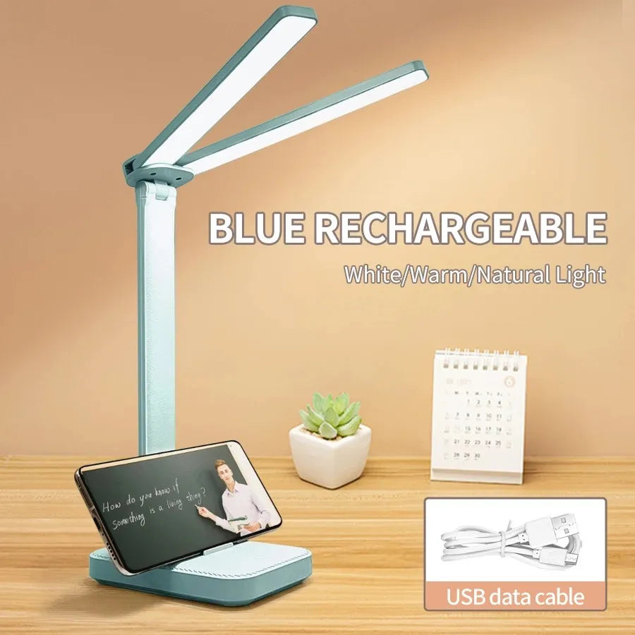 LED Desk Lamp– USB Rechargeable – Foldable - 3-Level Dimmable Touch Lamp with Eye Protection