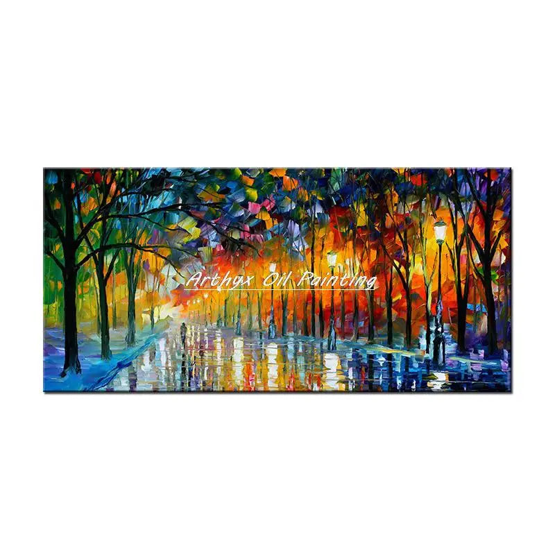 Canvas Art-Hand painted, Night Knife, Oil Painting on Canvas, Modern Abstract Landscape Art Poster, Wall Pictures, Home Decor, Arthyx,Large