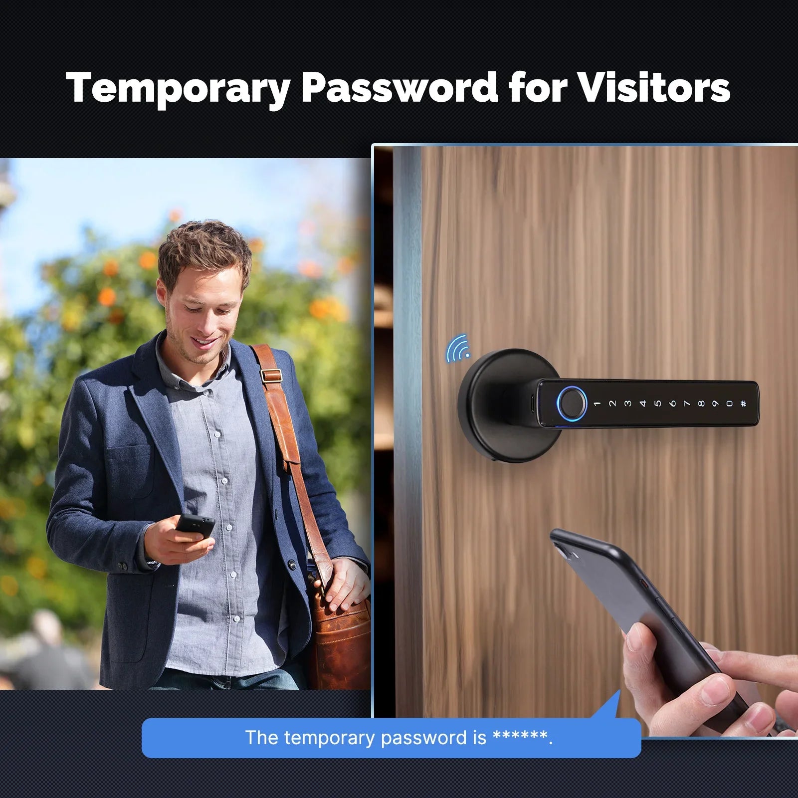 Digital Electronic Lock-MOES Tuya, Bluetooth, Smart Fingerprint, Door Handle, Electronic, Password APP Remote Unlock Hotel Apartment Office Rental House