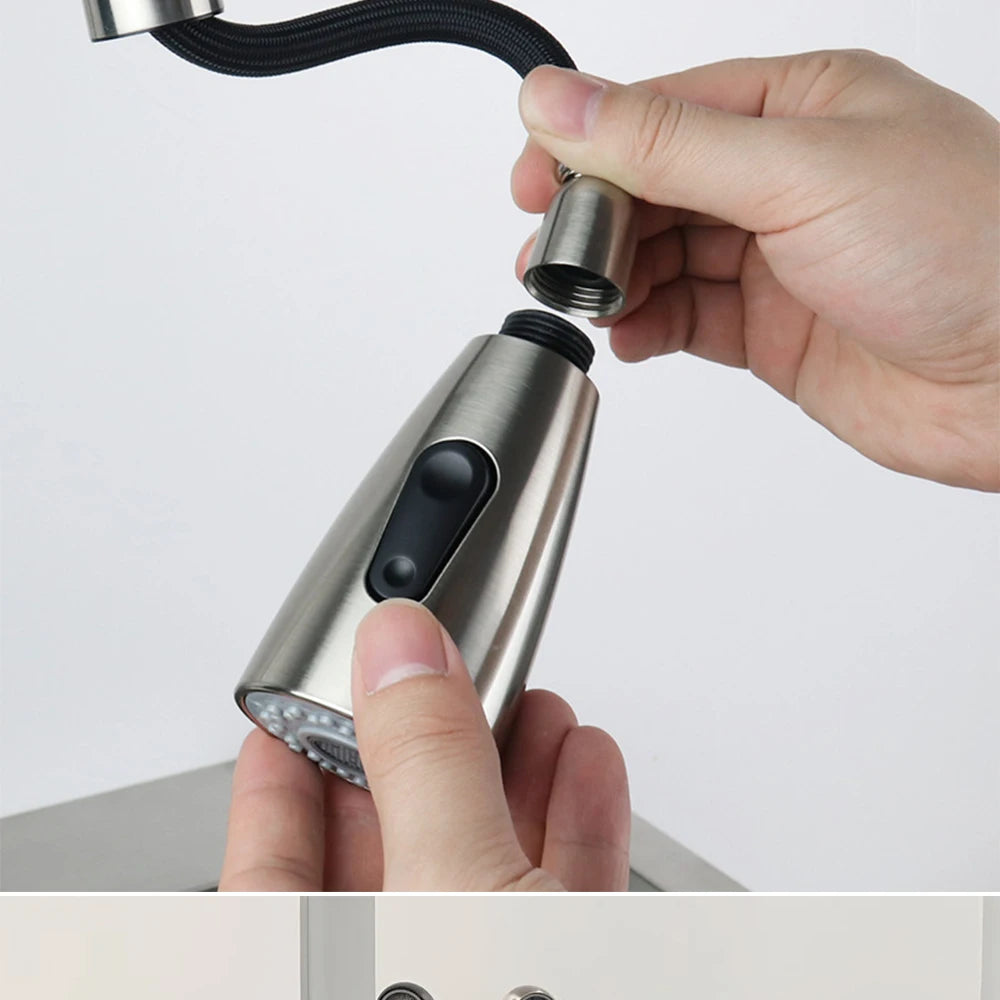 Kitchen Faucet-Head Pull Out Shower Nozzle, G1/2,  Sprayer Bathroom Sink Tap Replacement Accessory Black Silver Golden Head Aerator