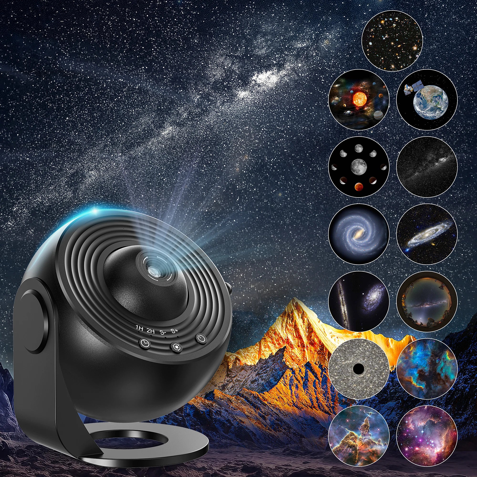 Home Gadget: Projector: Realistic Starry Sky Night Light - Galaxy, Planetarium, Star, Solar System, Constellation, Moon