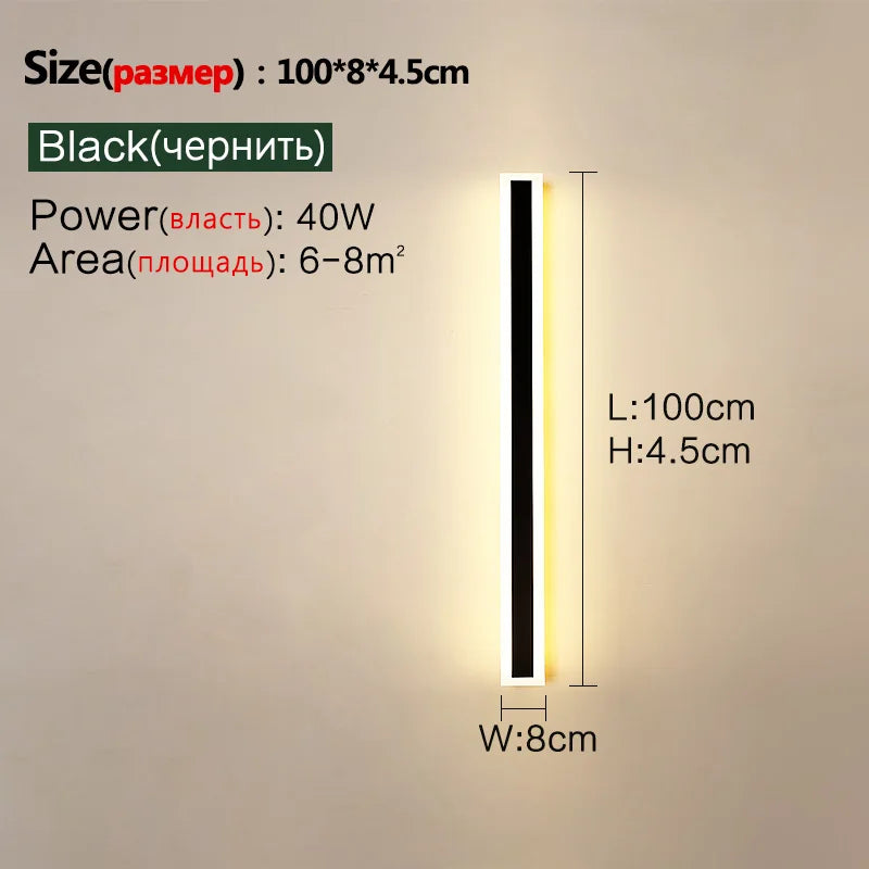 Outdoor Lighting: LED Wall/Long Wall Lamp - IP65 - Waterproof - corridor, staircase, balcony, entrance, villa