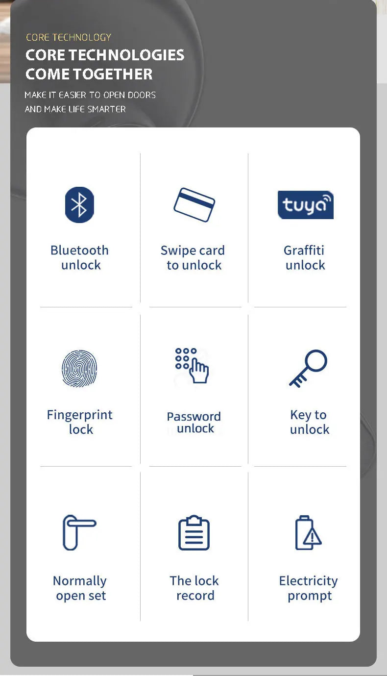Smart Fingerprint Door Lock Handle – Keyless Entry with Keypad, Key Card & Backup Key for Home or Apartment
