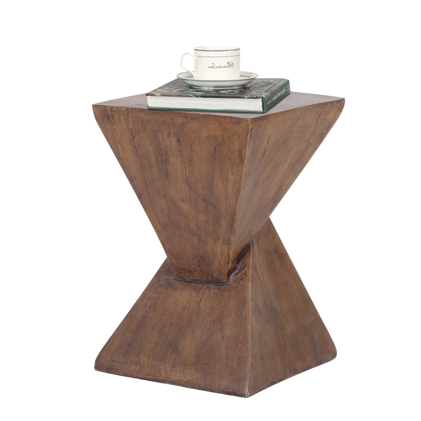 Accent Table-Lightweight Concrete, Modern Geometry Side Table for Indoor and Outdoor,Small Bedside End Table Sofa Vanity Coffee