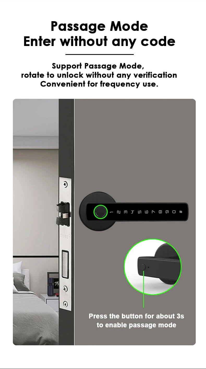 M5 Smart Fingerprint Door Lock by RAYKUBE with Tuya BLE – Password, Key, Card & App Unlock + Free US Delivery