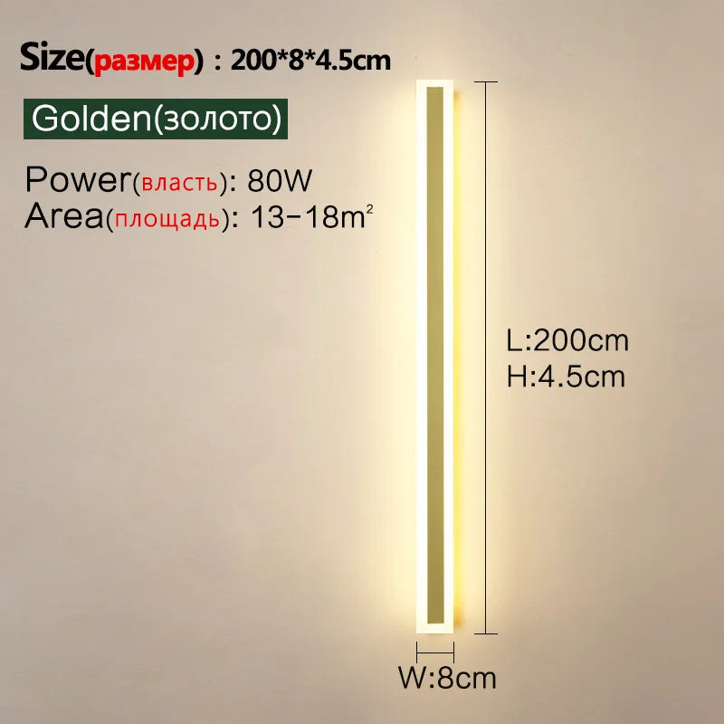 Outdoor Lighting: LED Wall/Long Wall Lamp - IP65 - Waterproof - corridor, staircase, balcony, entrance, villa