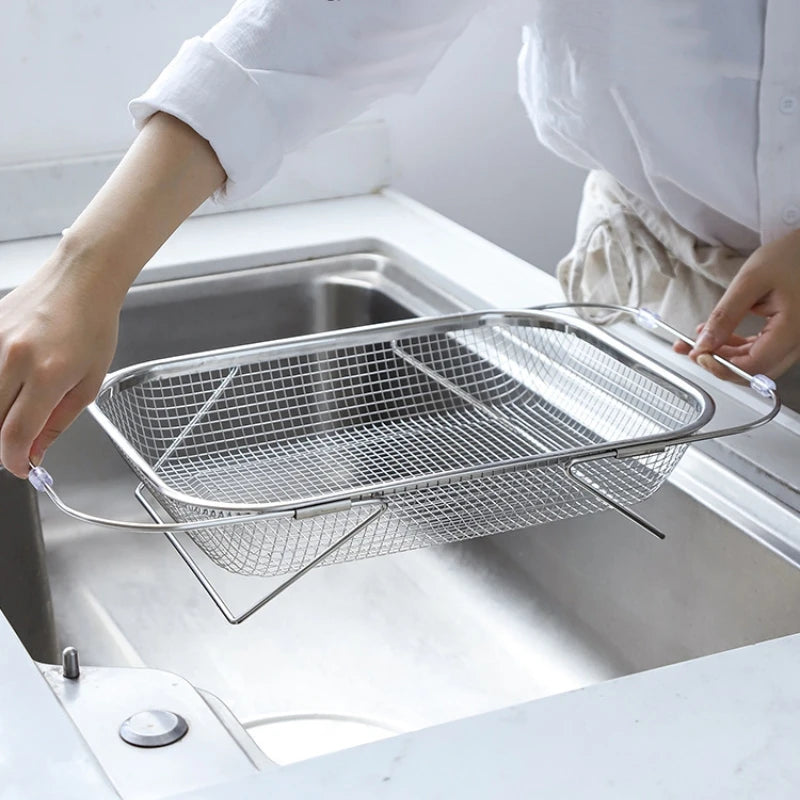 Home Kitchen: Strainer Drainer: Sink Basket - 304 Stainless Steel Expandable Colander - Vegetables, Fruits, Pasta and Dishes