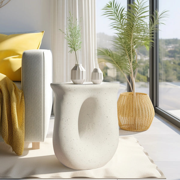 Accent Table - Pedestal Stand 17.7 inch, Handcast Polyresin, Full Color Finish , Plant Stand