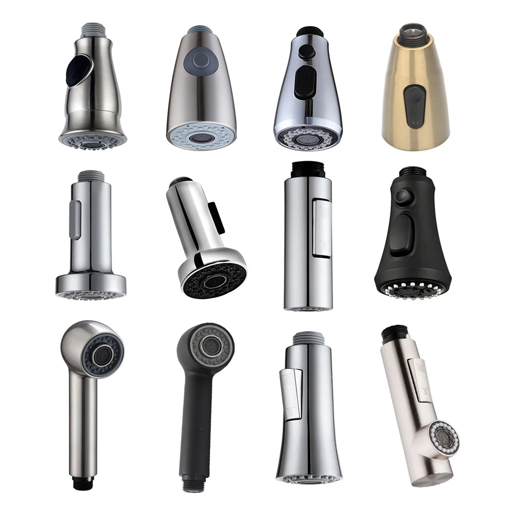 Kitchen Faucet-Head Pull Out Shower Nozzle, G1/2,  Sprayer Bathroom Sink Tap Replacement Accessory Black Silver Golden Head Aerator