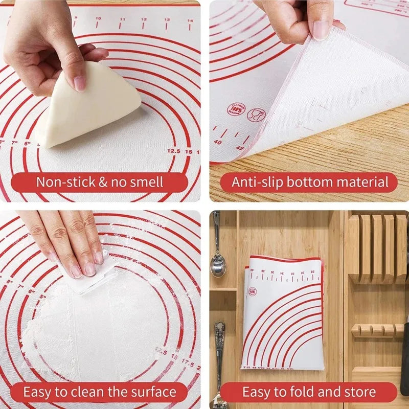 Baking Mat-Silicone Kneading Pad Dough Mat Pizza Cake Dough Maker Kitchen Cooking Grill Non-Stick Gadgets Bakeware Pastry Mat