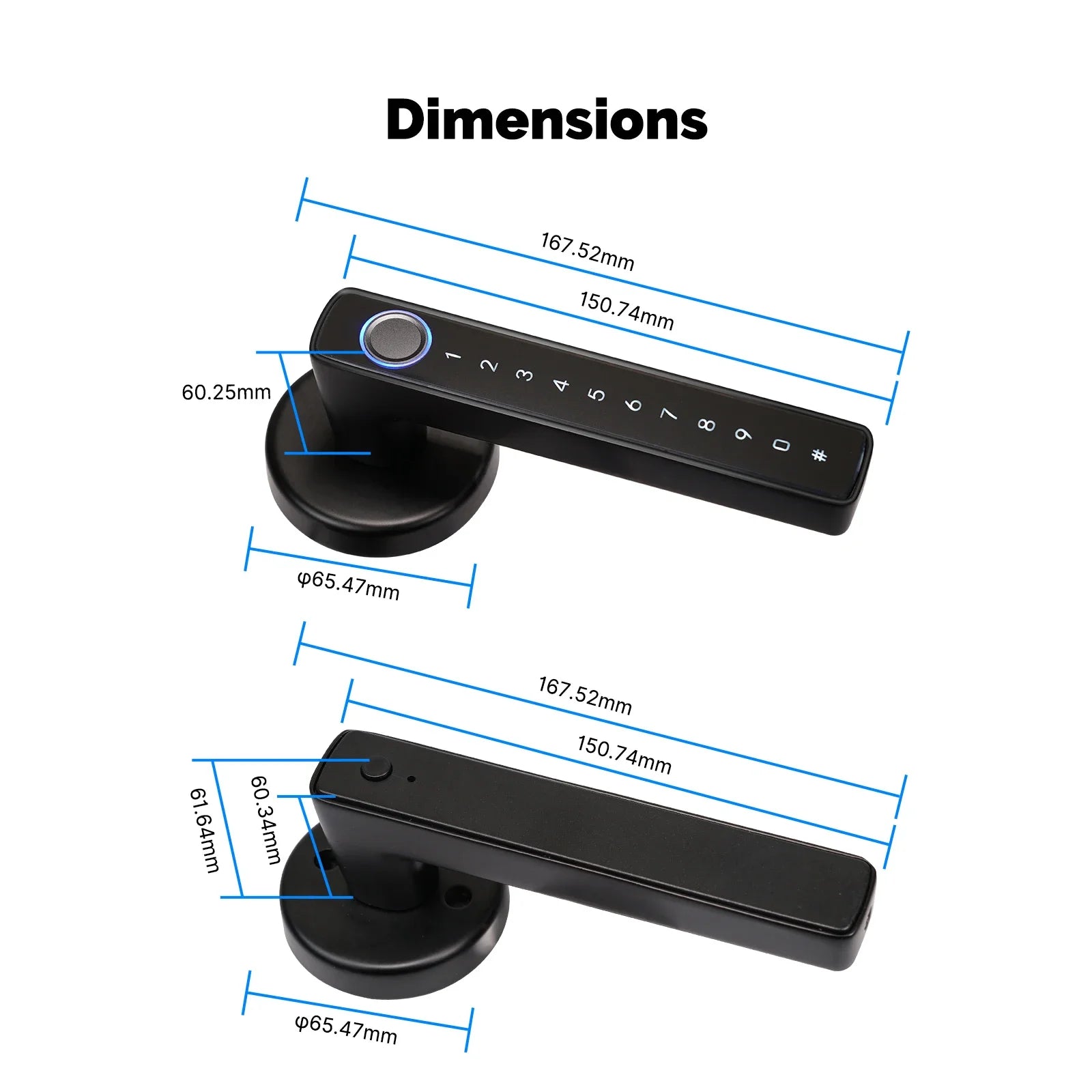 Digital Electronic Lock-MOES Tuya, Bluetooth, Smart Fingerprint, Door Handle, Electronic, Password APP Remote Unlock Hotel Apartment Office Rental House