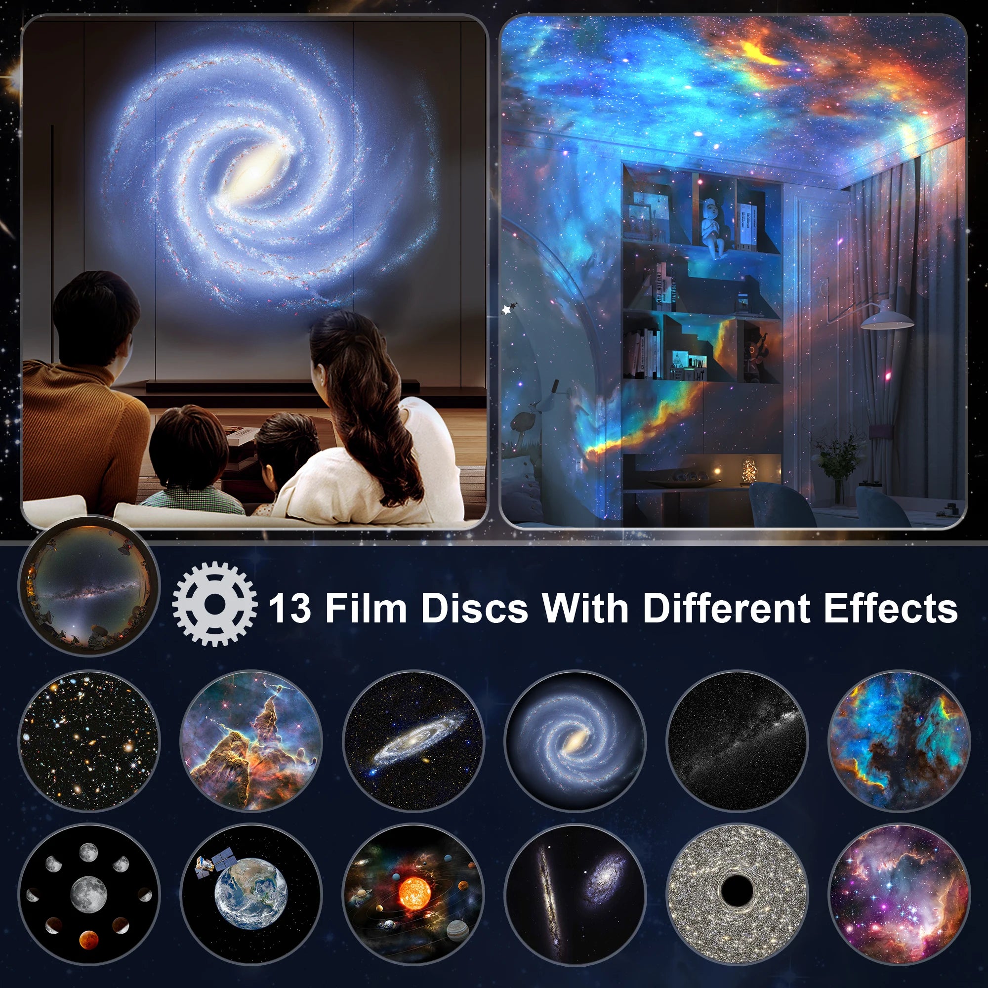 Home Gadget: Projector: Realistic Starry Sky Night Light - Galaxy, Planetarium, Star, Solar System, Constellation, Moon