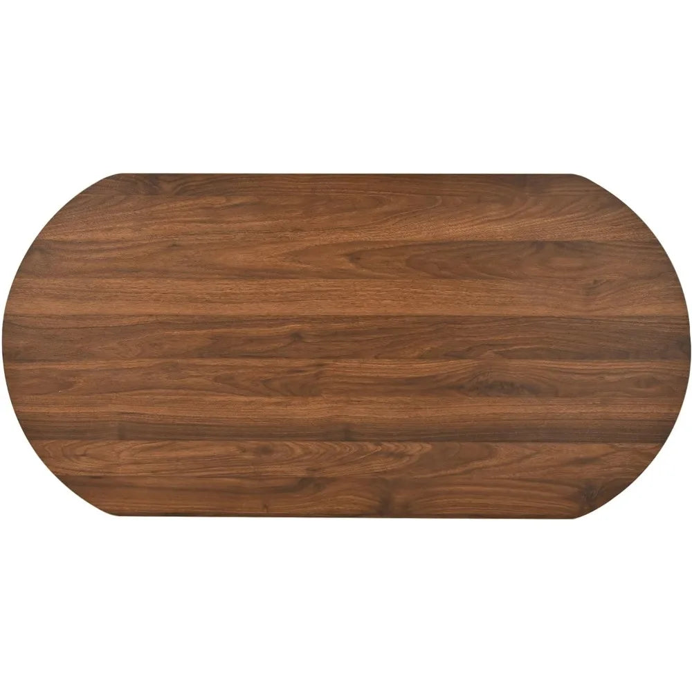 Coffee Table with Lift-Top - Mid Century Modern – 47.2" Oval Fluted Wood with Hidden Storage