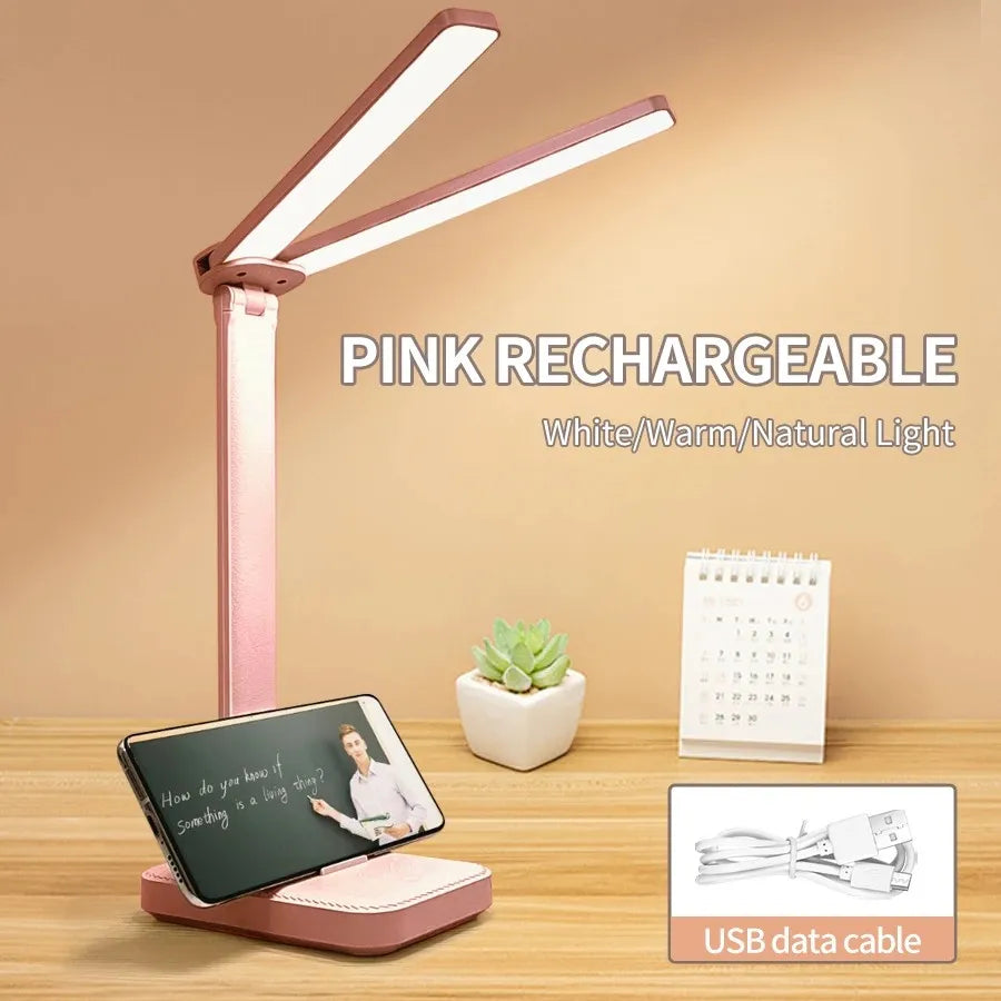 LED Desk Lamp– USB Rechargeable – Foldable - 3-Level Dimmable Touch Lamp with Eye Protection