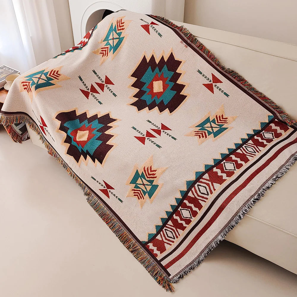 Home Decor: Blanket: Throw Aztec Oversized Boho - 2 Colors, 3 Sizes