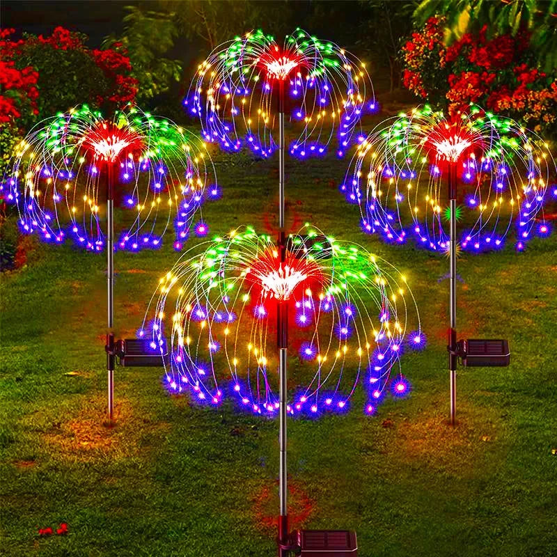 Solar-Powered LED Firework Lights – Magical Outdoor Dandelion Fairy Lights for Garden & Lawn