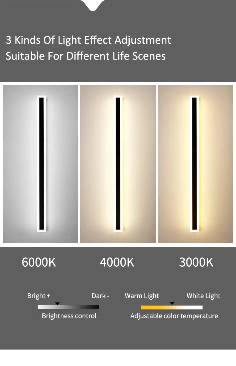 LED Wall Lamp-IP65 Waterproof, Long LED Lamp, Outdoor Wall Lamp, balcony, corridor, staircase, entrance, garden light