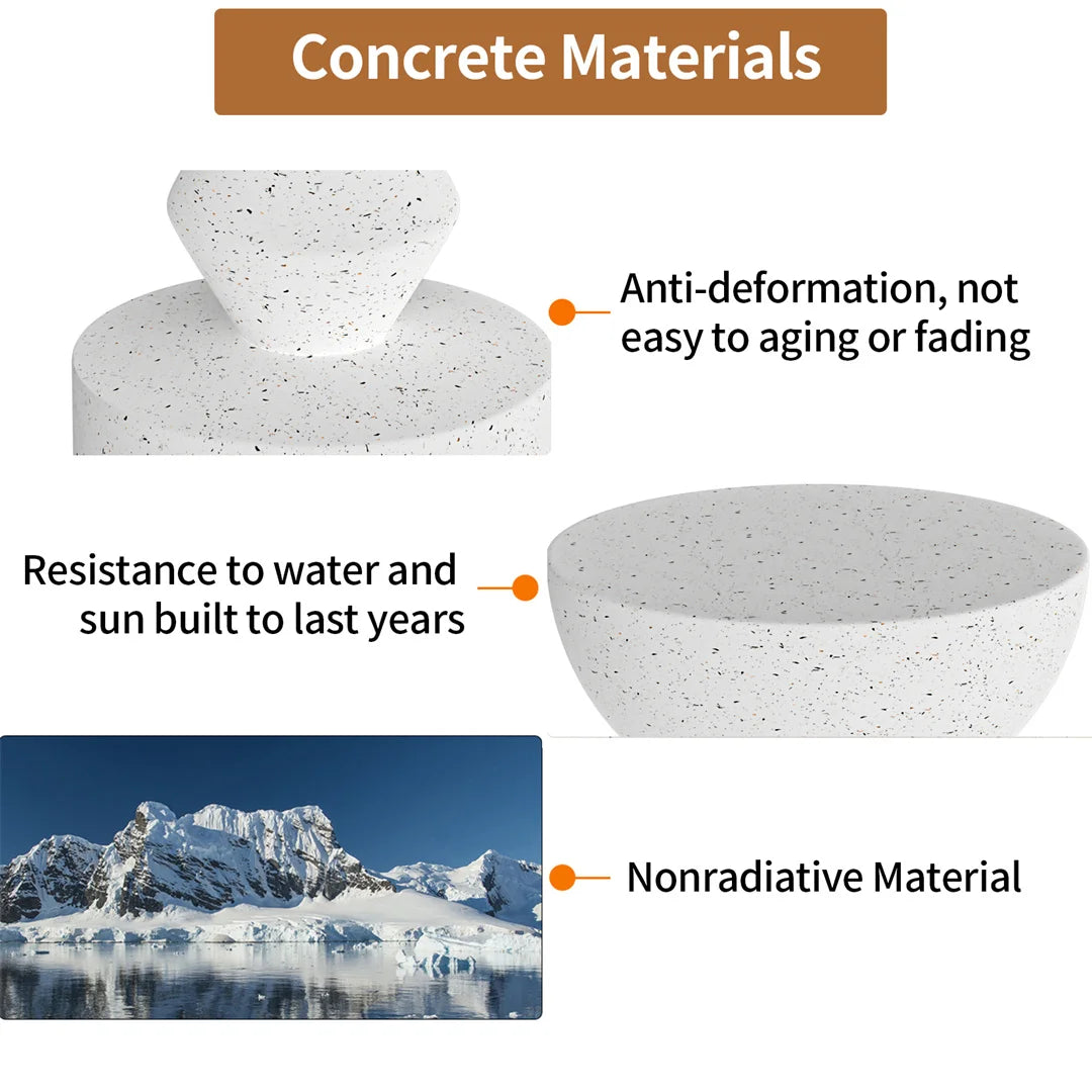 Accent Table-Modern Side Table, Indoor-Outdoor End Table, Lightweight Concrete Stool, Multiple Shapes