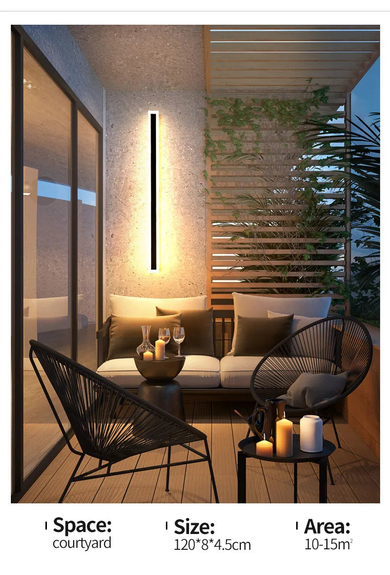LED Wall Lamp-IP65 Waterproof, Long LED Lamp, Outdoor Wall Lamp, balcony, corridor, staircase, entrance, garden light