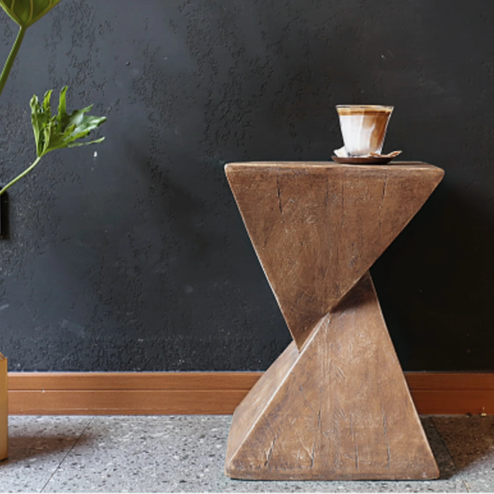 Accent Table-Lightweight Concrete, Modern Geometry Side Table for Indoor and Outdoor,Small Bedside End Table Sofa Vanity Coffee