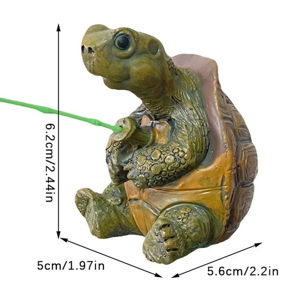 Figurine-Creative Rope Fishing Turtle, Cute Simulation Turtle, Resin Figurine Animal Outdoor Home Garden Decor