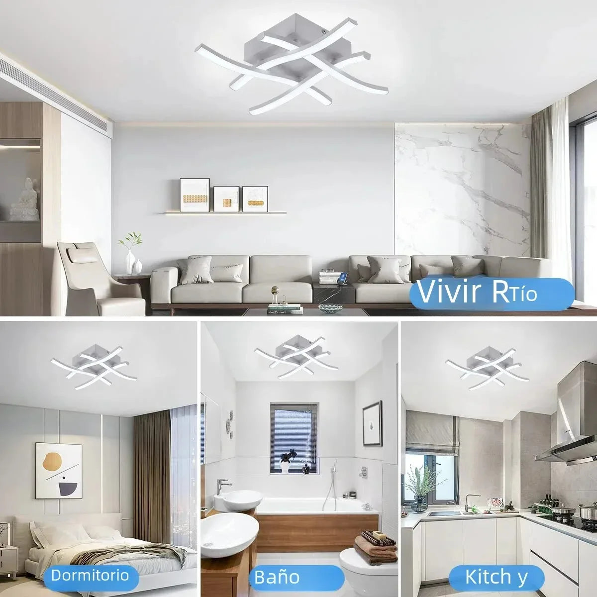 Home Decor: Lighting: LED Ceiling Light Fixture - Curved Design - Variable Light - 3-Color 24W - Living Room Restaurant Bedroom Balcony