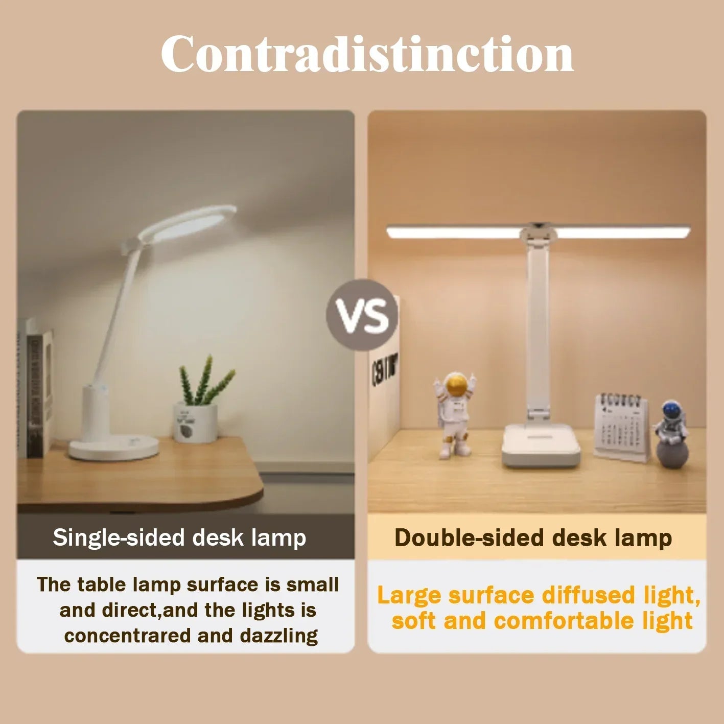 LED Desk Lamp– USB Rechargeable – Foldable - 3-Level Dimmable Touch Lamp with Eye Protection