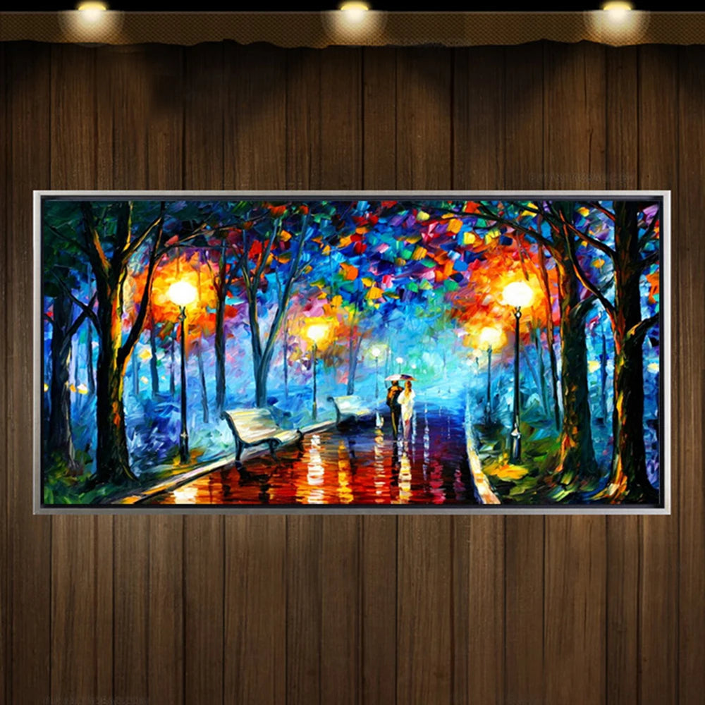 Canvas Art-Hand painted, Night Knife, Oil Painting on Canvas, Modern Abstract Landscape Art Poster, Wall Pictures, Home Decor, Arthyx,Large