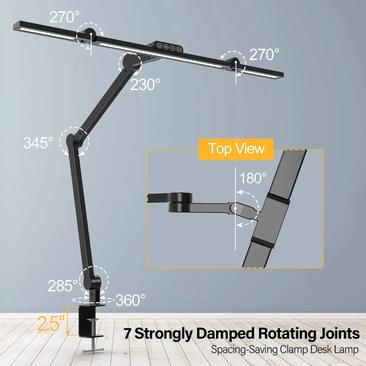 LED Desk Lamp – Architect with Clamp – Auto-Dimming 24W Ultra Bright Light for Office & Study
