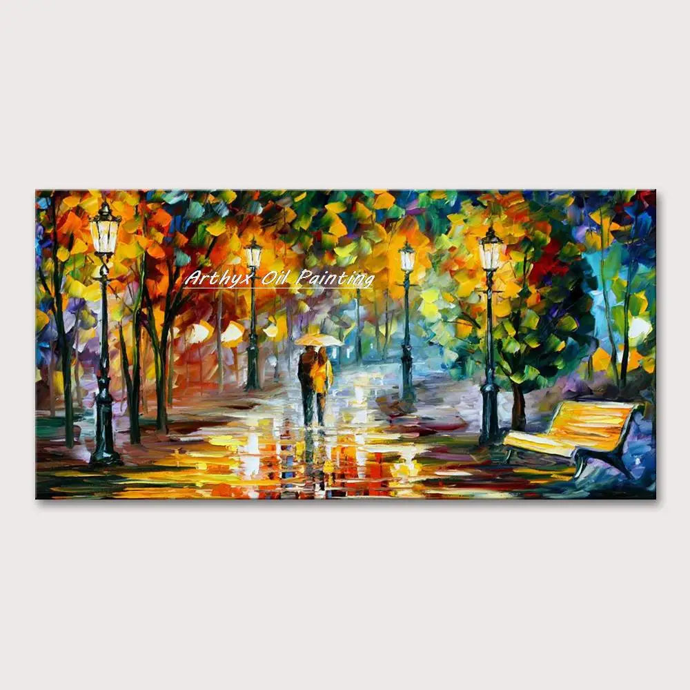 Canvas Art-Hand painted, Night Knife, Oil Painting on Canvas, Modern Abstract Landscape Art Poster, Wall Pictures, Home Decor, Arthyx,Large