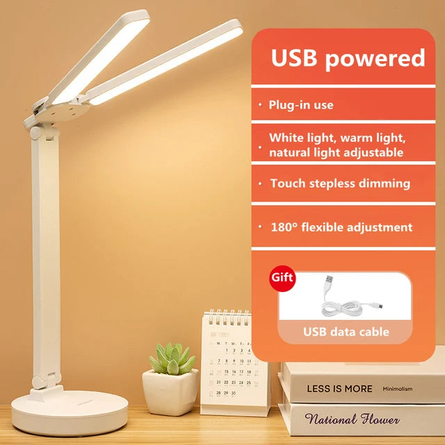 Home Decor: Lighting: LED Table Lamp - USB or Rechargeable - 3 Levels - Dimmable Touch - Night Light - Eye Protection - Foldable