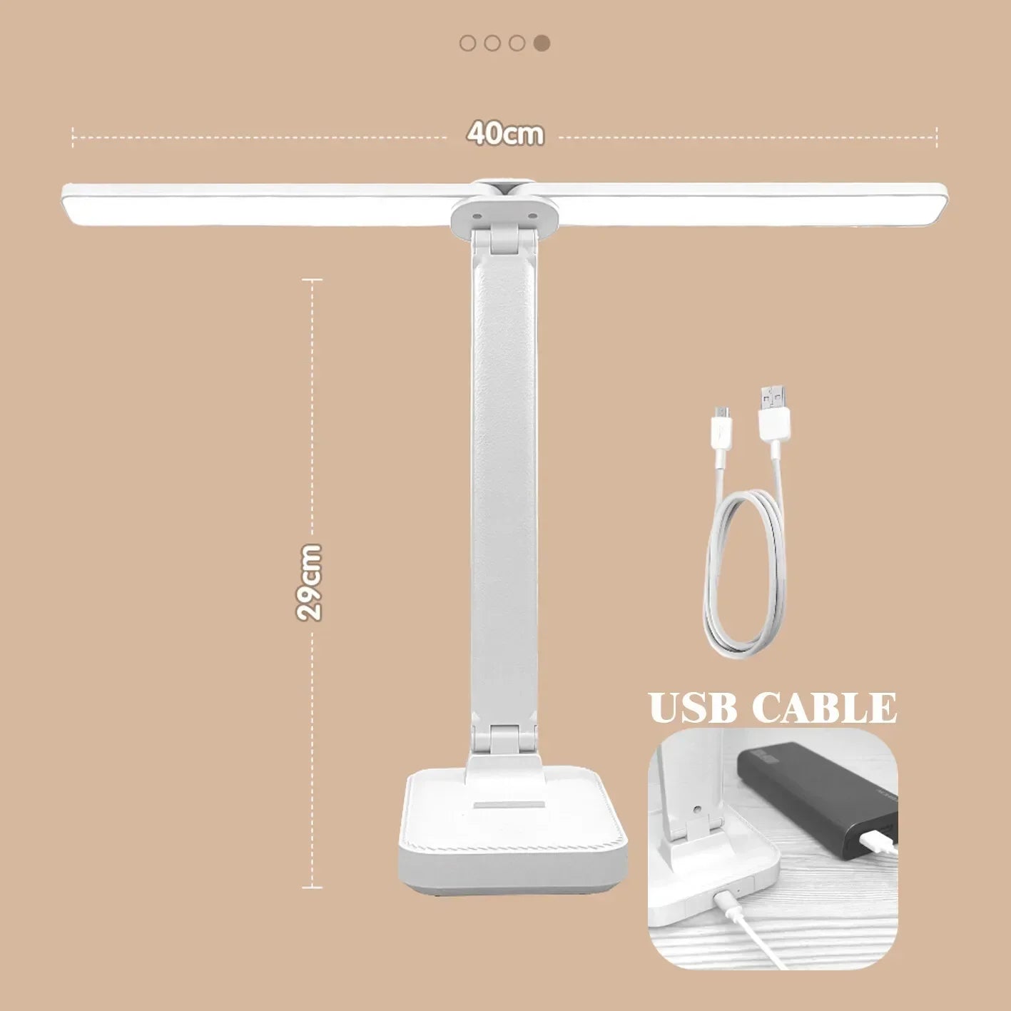 LED Desk Lamp– USB Rechargeable – Foldable - 3-Level Dimmable Touch Lamp with Eye Protection