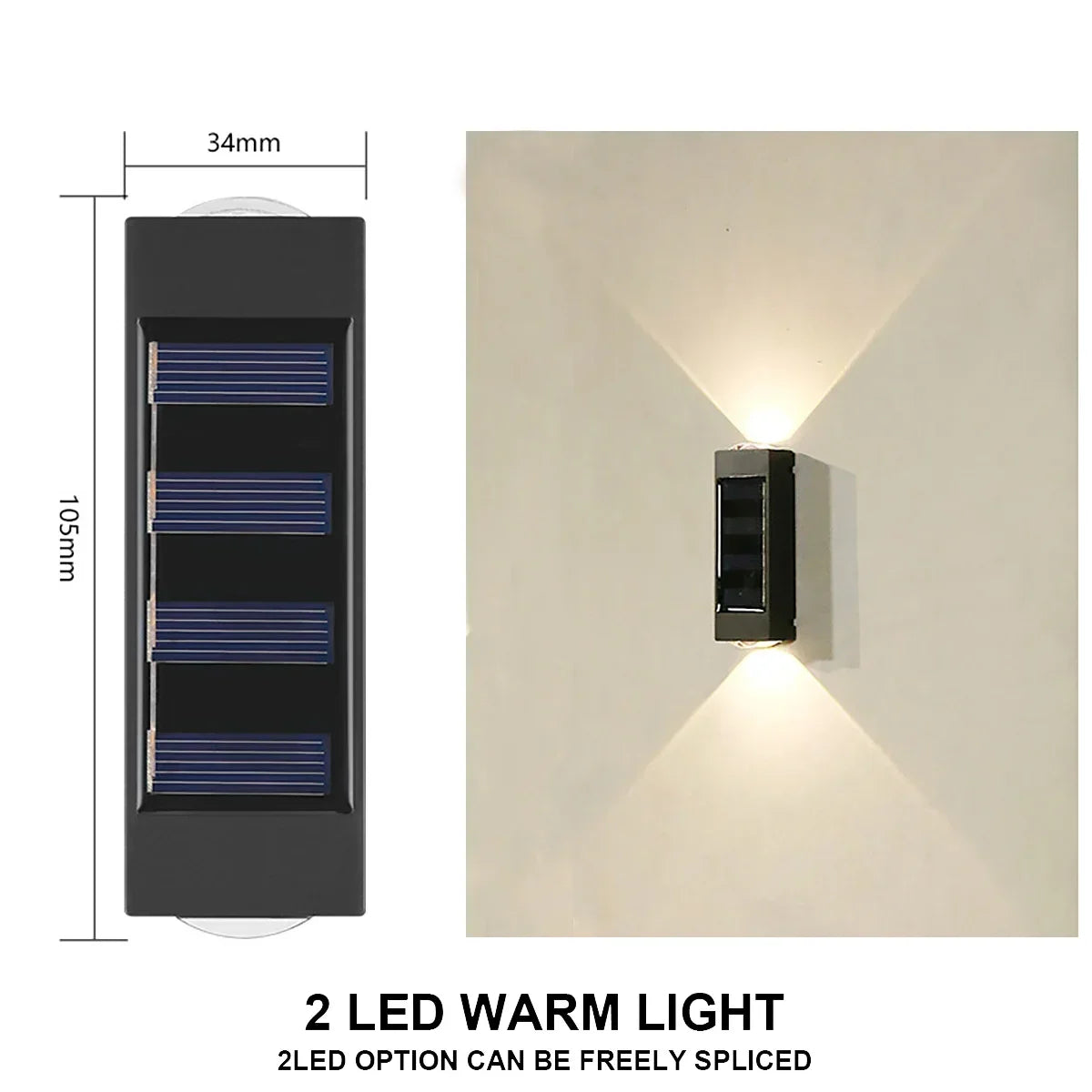 Outdoor Lighting: LED Wall Light - Solar Powered - White/Warm - Up and Down Illuminate