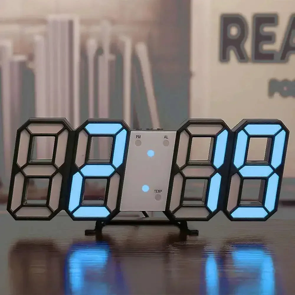 LED Digital Clock-Wall Decoration 3D Glow Night Mode Decoration for Bedroom Adjustable Electronic Watch Room Decor Aesthetics