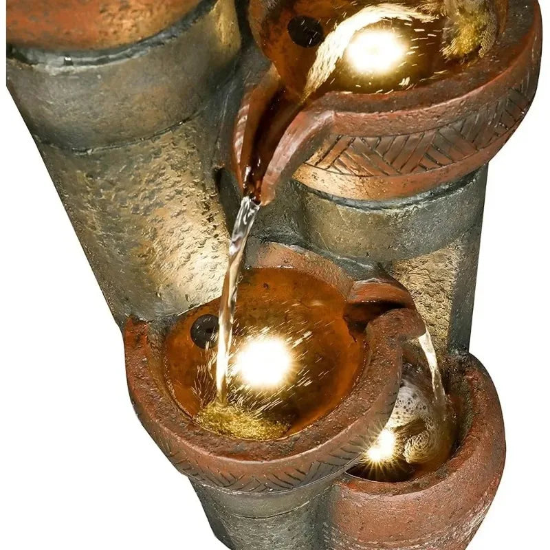 Water Fountain- 5 Tier Outdoor Garden Water Fountain Decor, Resin Fountain for Garden, Floor Patio, Deck, Porch, Backyard and Home Art