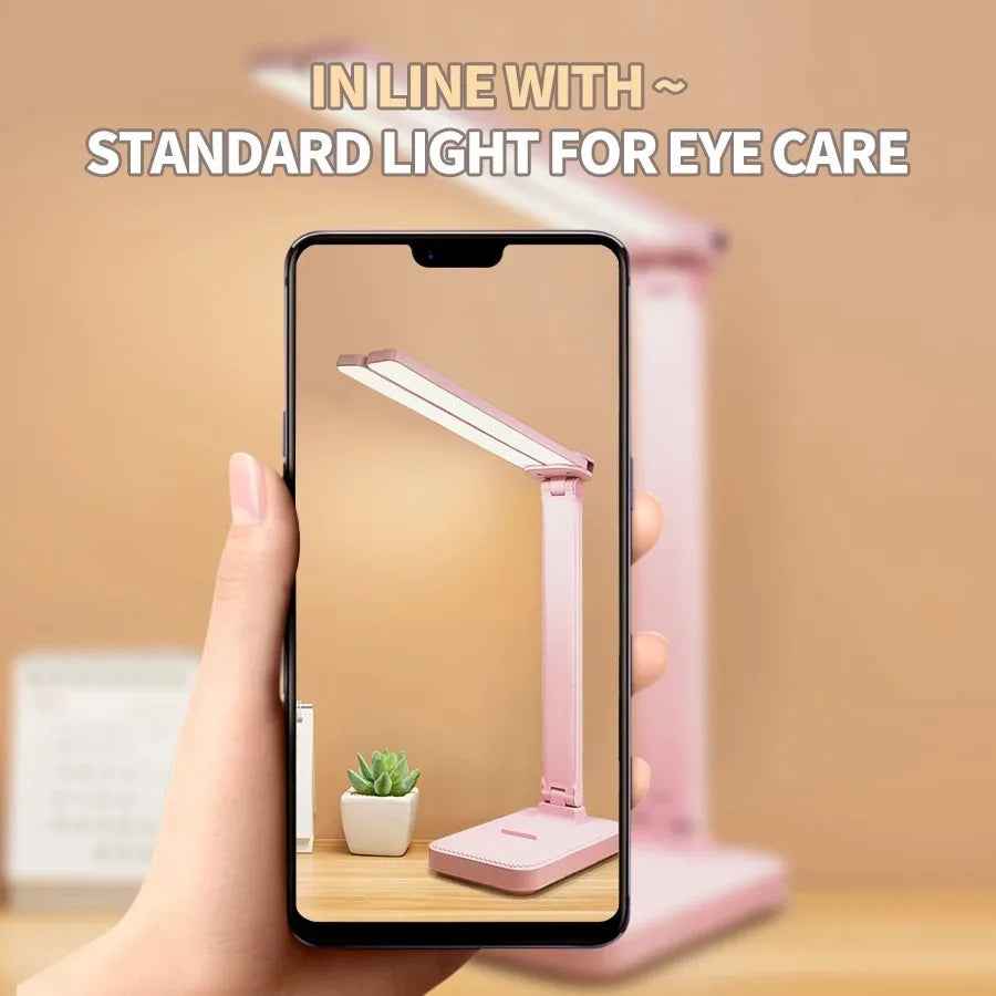 LED Desk Lamp– USB Rechargeable – Foldable - 3-Level Dimmable Touch Lamp with Eye Protection