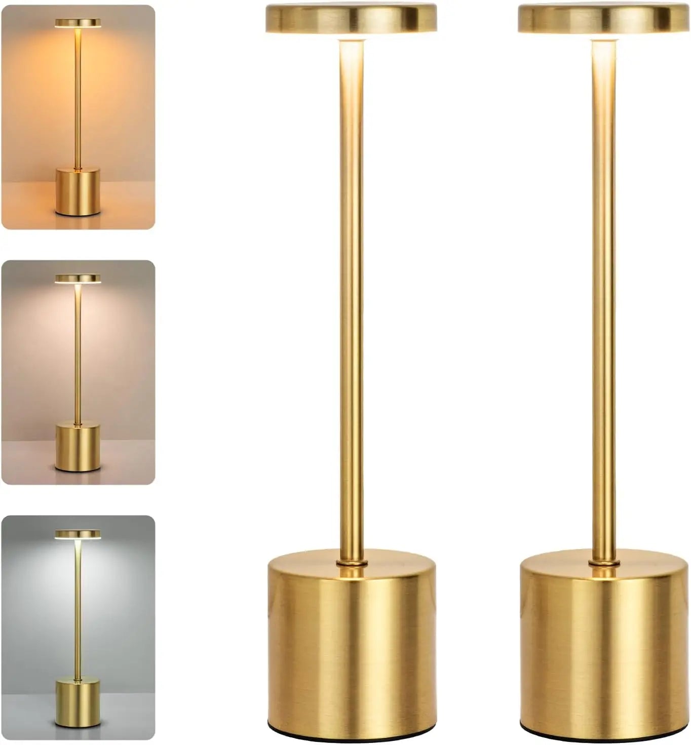 LED Table Lamp – Classic USB Rechargeable – Stepless Dimming Touch Desk Lamp with 3 Colors