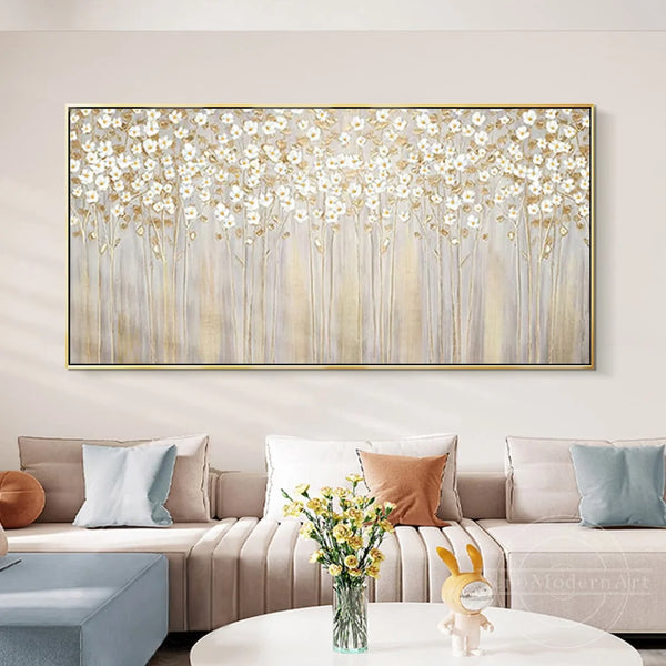 Canvas Art- C-Abstract Canvas Art, Gold Leaf Oil Painting, Large Wall Art, Modern Gold Foil Texture, Acrylic Painting, Living room