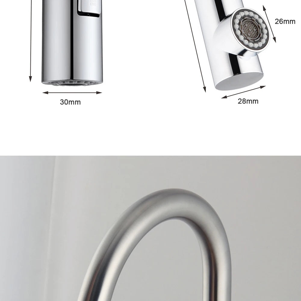 Kitchen Faucet-Head Pull Out Shower Nozzle, G1/2,  Sprayer Bathroom Sink Tap Replacement Accessory Black Silver Golden Head Aerator