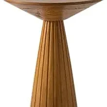End Table - Compact Walnut Wood Round Pedestal – Martini Table & Plant Stand for Small Spaces