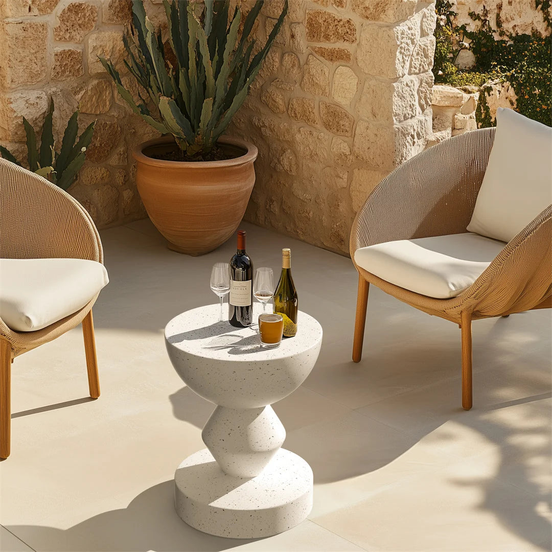 Accent Table-Modern Side Table, Indoor-Outdoor End Table, Lightweight Concrete Stool, Multiple Shapes