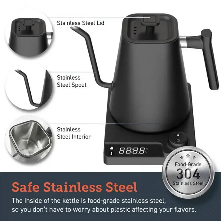 Electric Gooseneck Kettle – 1200W Fast Heating with Temp Control, Ideal for Pour-Over Coffee & Tea