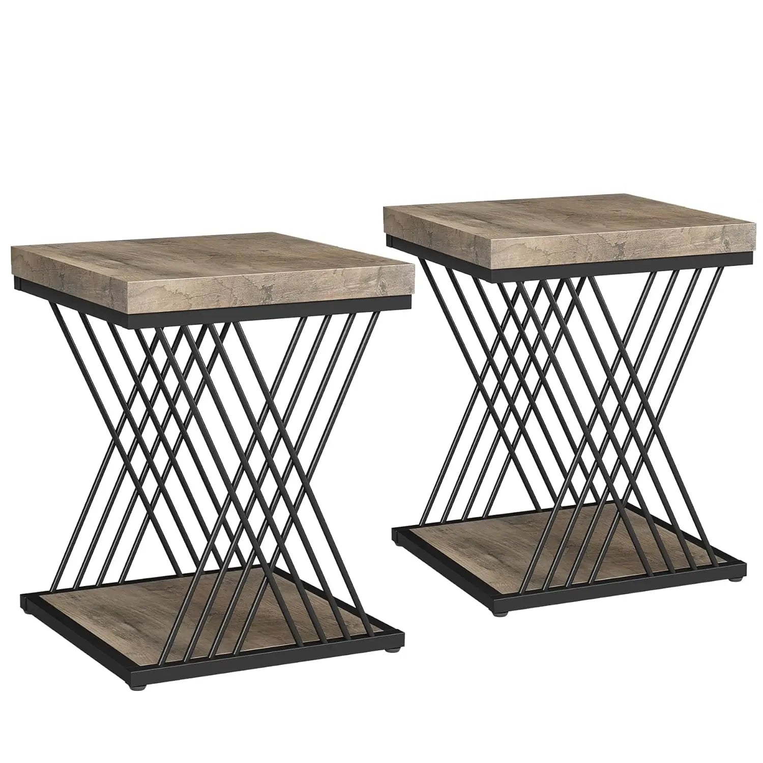 Accent Table-Square End Table White Gold 2-Tier Side Table Modern Small Bedside Table with Storage for Couch, Sofa Side Table, Customized