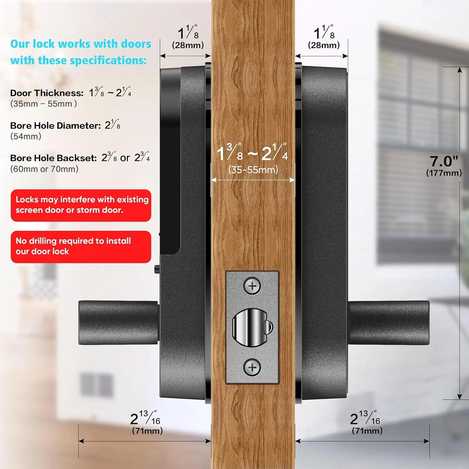 Digital Electronic Lock-Bluetooth Fingerprint Door Lock, Handle & Keypad, Keyless Entry Front Door, Alexa & Google Compatible, Home, Airbnb, Rental