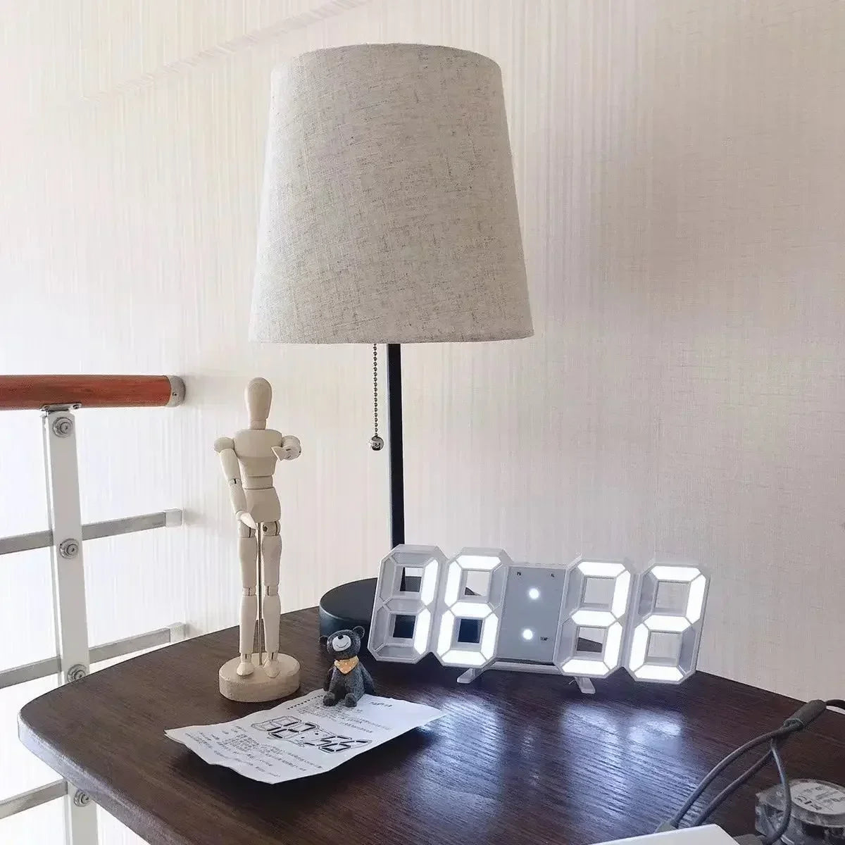 LED Digital Clock-Wall Decoration 3D Glow Night Mode Decoration for Bedroom Adjustable Electronic Watch Room Decor Aesthetics