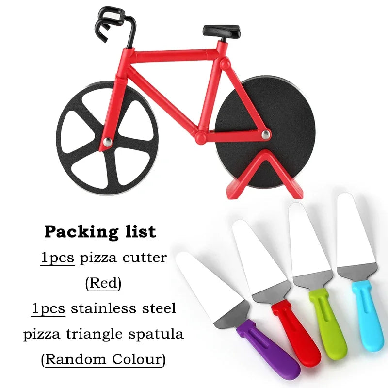 Pizza Cutter Stainless Steel Bicycle Shape Wheel Bike Roller Pizza Chopper Slicer Pizza Cutting Knife Kitchen Tools