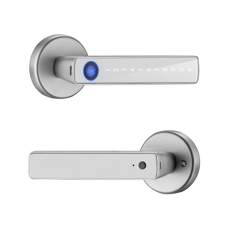 Home Security: Door Handle: Electronic Digital Lock and Door Handle with Password & Biometric Fingerprint Smart Door Lock by Tuya