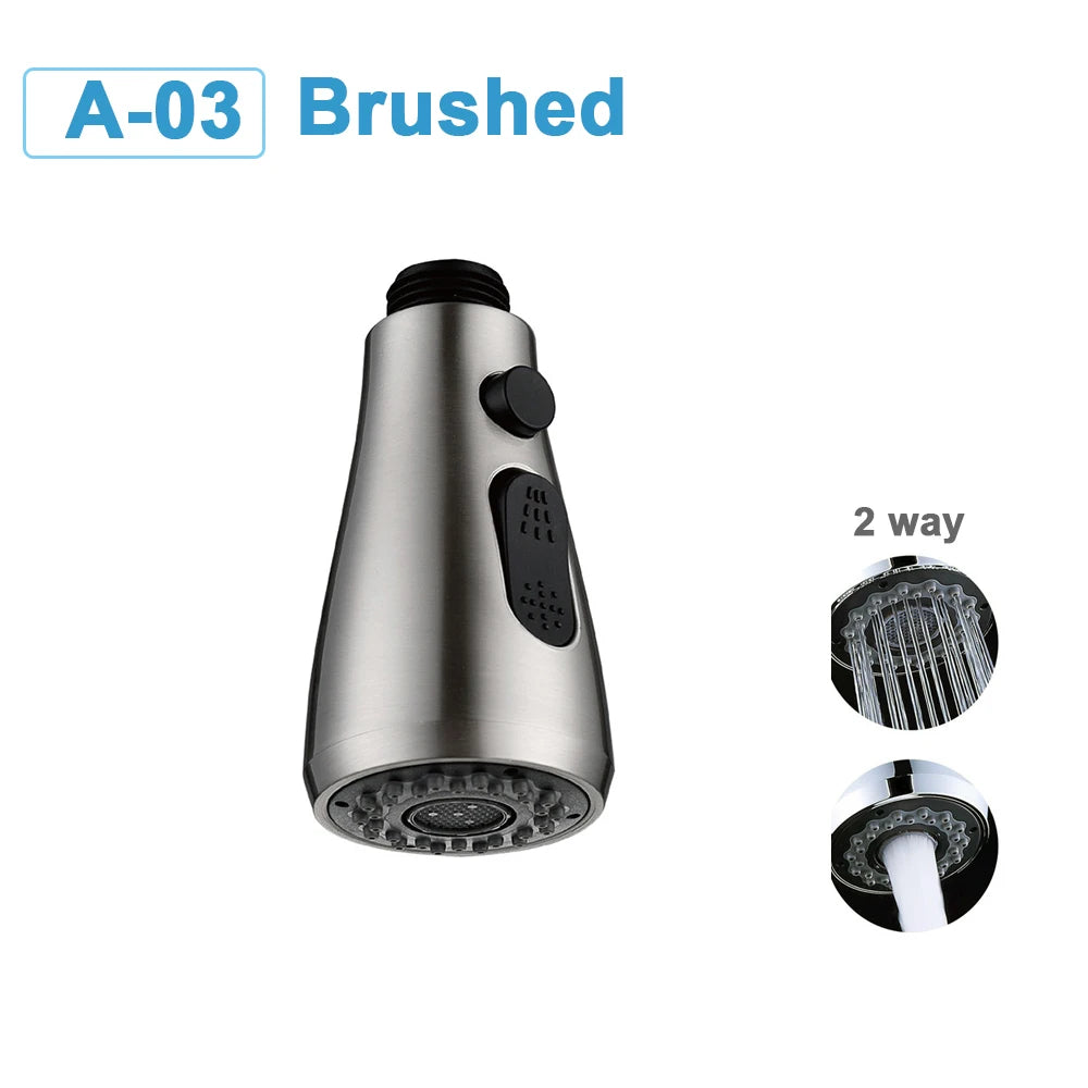 Kitchen Faucet-Head Pull Out Shower Nozzle, G1/2,  Sprayer Bathroom Sink Tap Replacement Accessory Black Silver Golden Head Aerator
